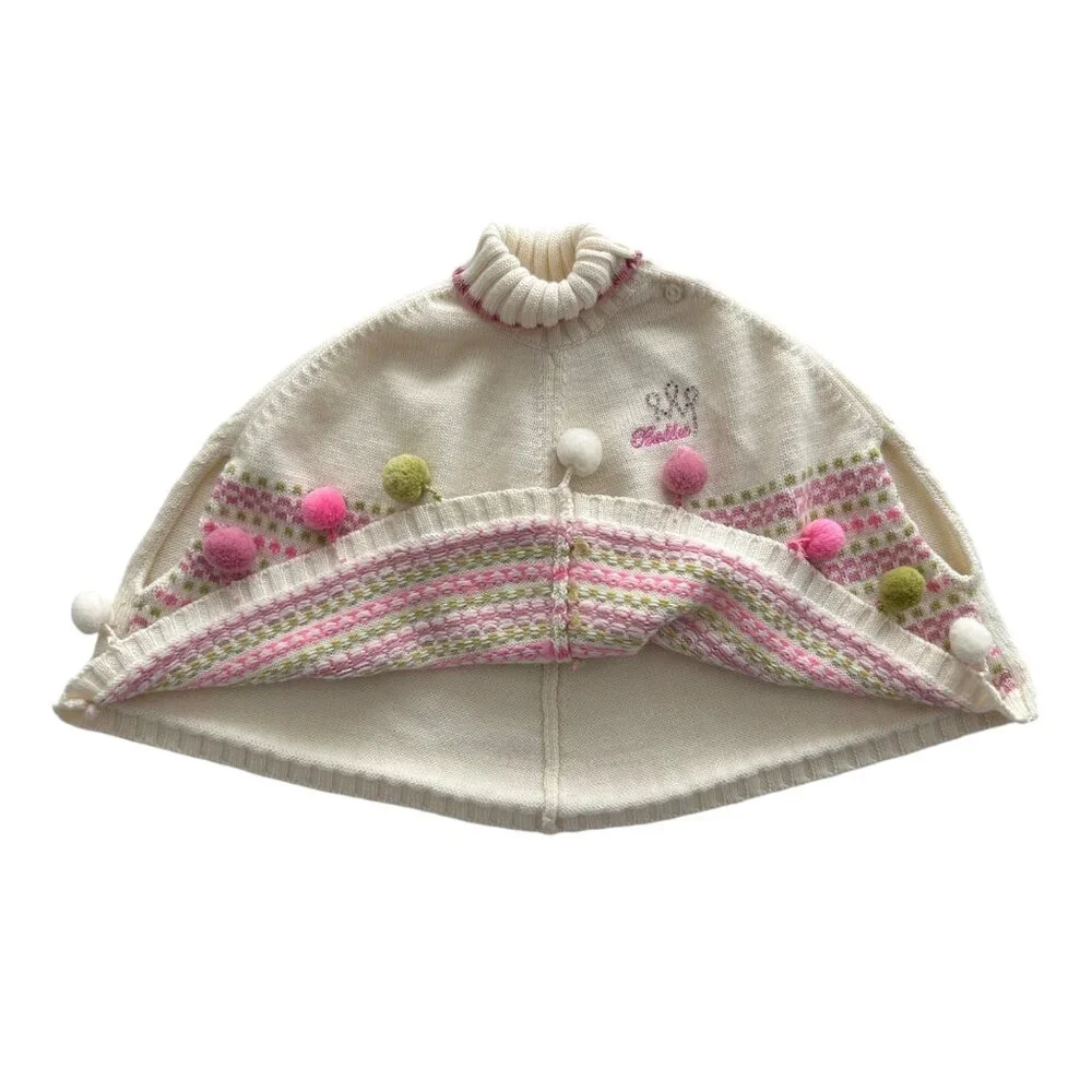 Goodbaby Wool Blend Ballet Embroidered‎ Knit Sweater Poncho (12-18 months)